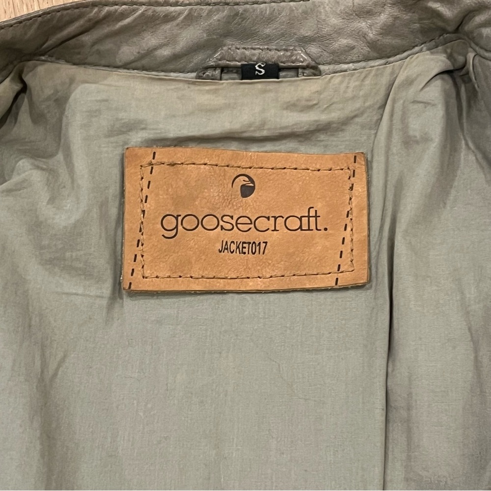 Goosecraft Leather Jacket 017 Pale Olive Green 94-2186543 Moto Blogger Trend - Picture 6 of 14